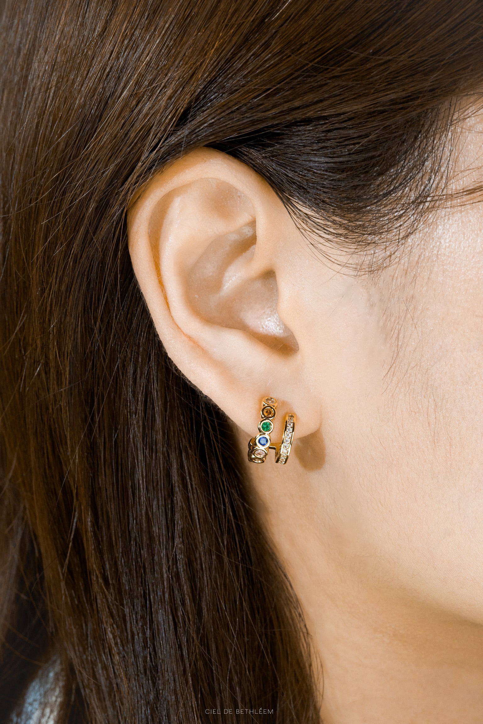 Rainbow Double Hoops