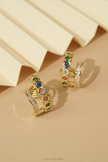 Rainbow Double Hoops