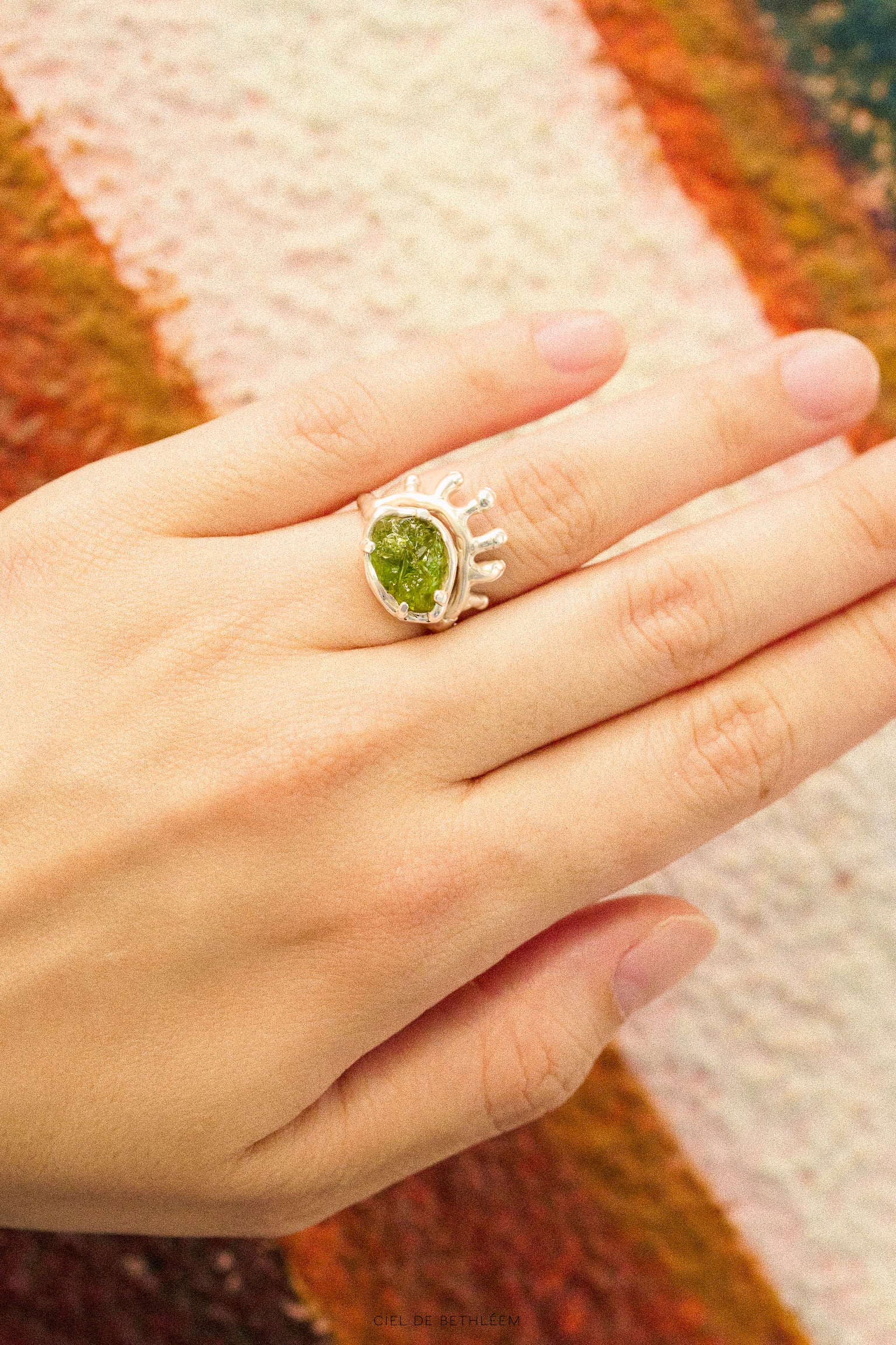 S925 Handcrafted Sterling Silver Ring - Olive Crown