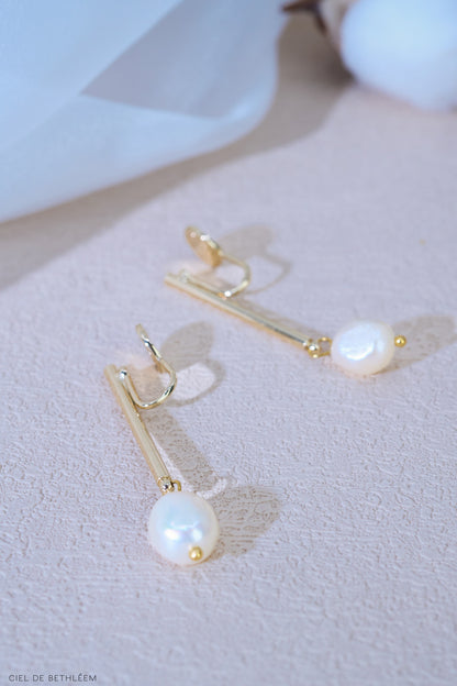 Modern Pearl Drop Earrings