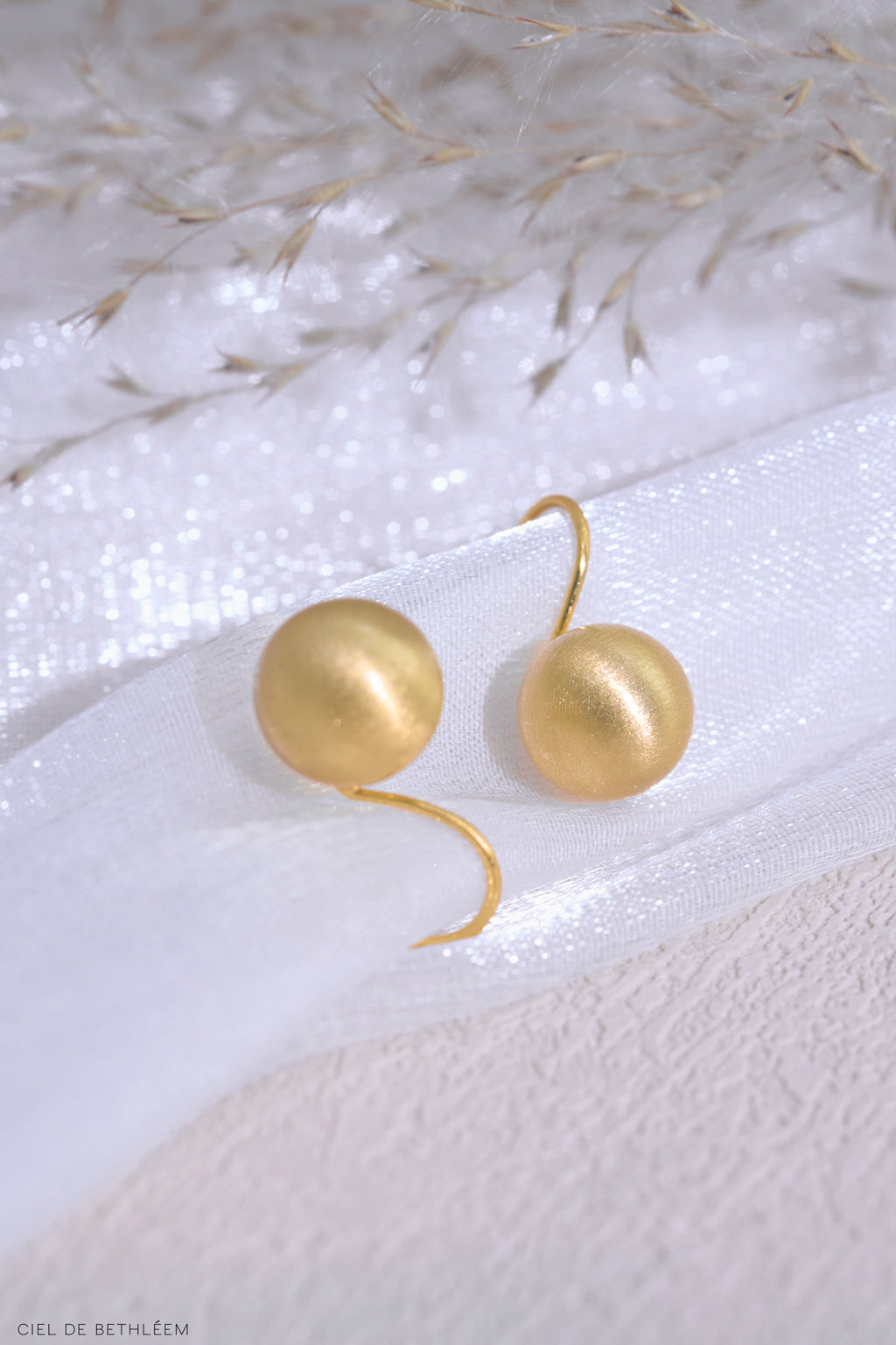 拉絲珠耳環 (10mm/7.8mm)