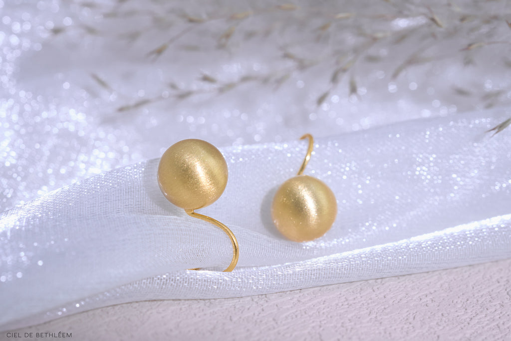 拉絲珠耳環 (10mm/7.8mm)