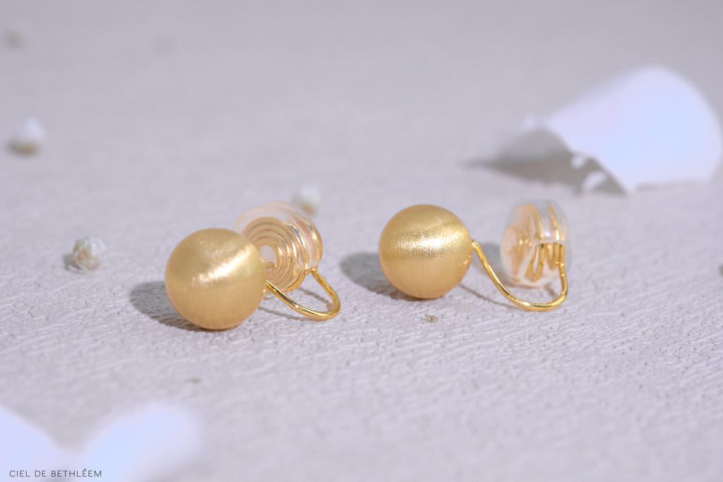 拉絲珠耳環 (10mm/7.8mm)
