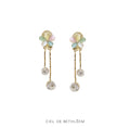Macaron Floral Drop Clip On Earrings