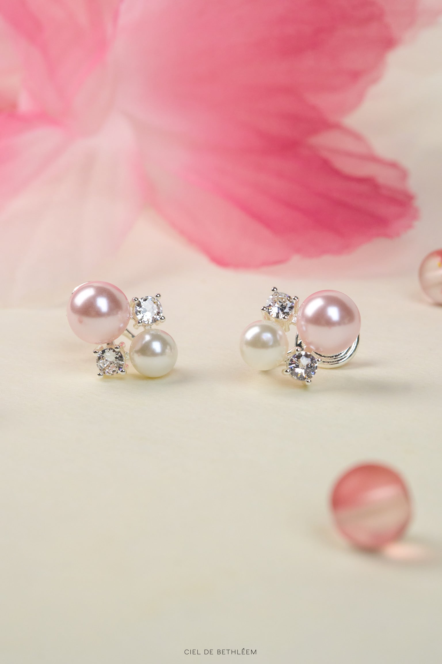 Cherry Pink Pearl Earrings
