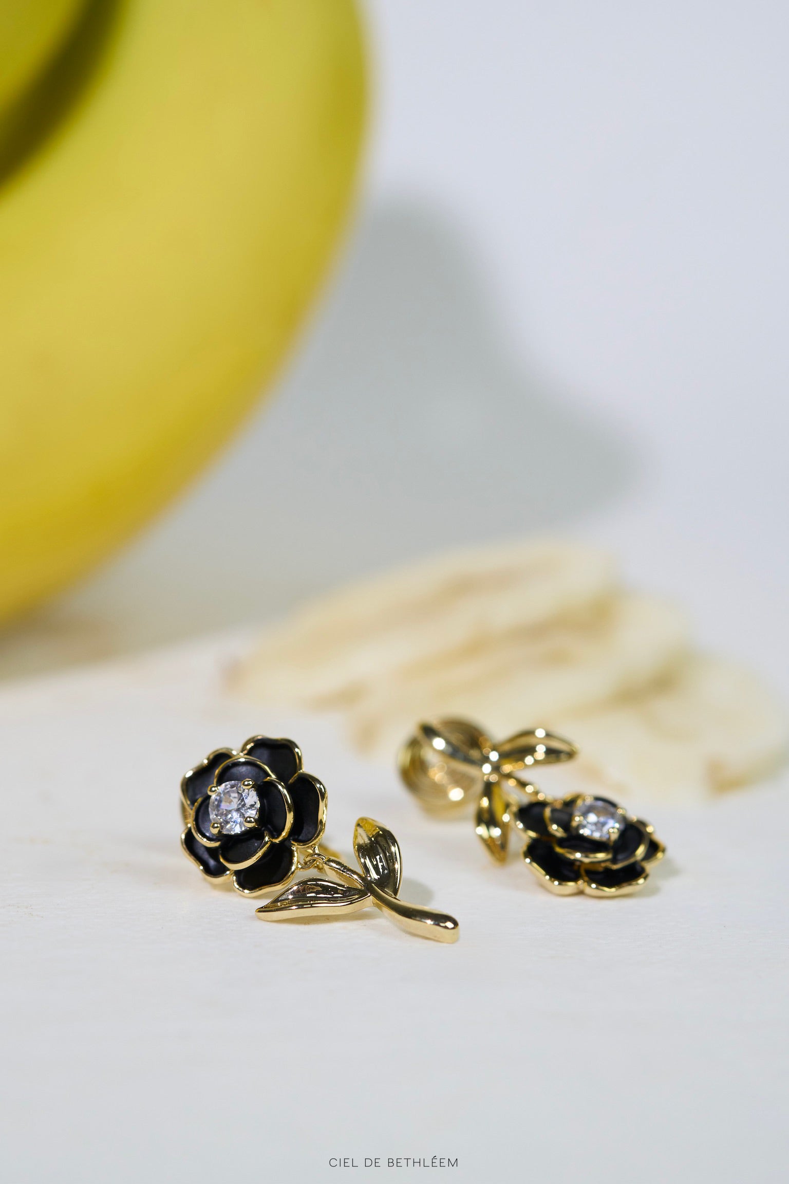 Camellia Black Earrings