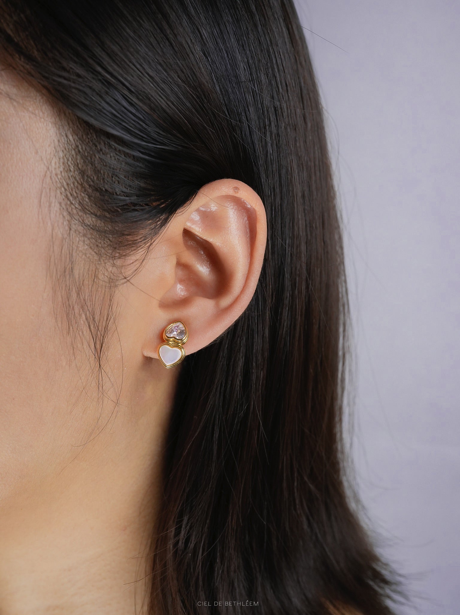 Glacial Ice Heart Clip-on Earrings