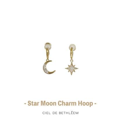 Star Moon Charm Hoop