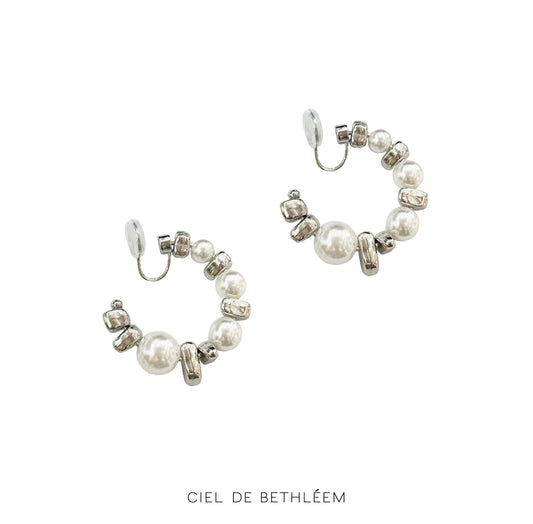 Silverdew Pearl Hoop Earrings