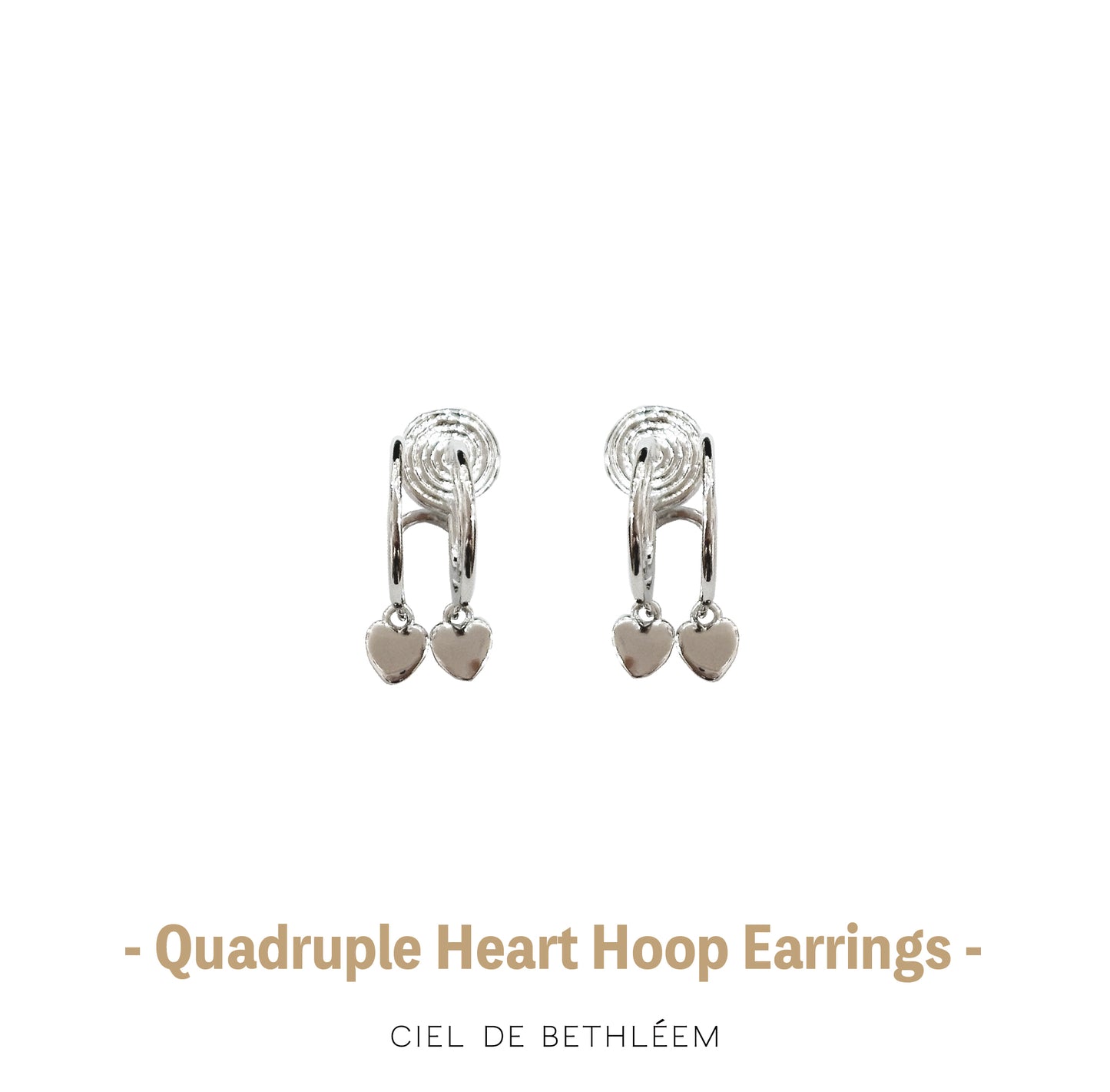 Quadruple Heart Hoop Earrings