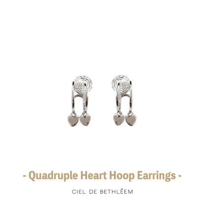Quadruple Heart Hoop Earrings
