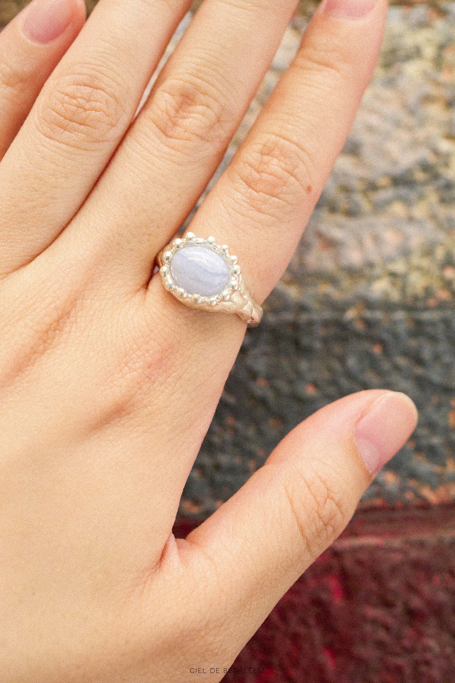 S925 Handcrafted Sterling Silver Ring - Light Blue Purple