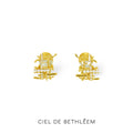 Golden Grid Clip-on Earrings