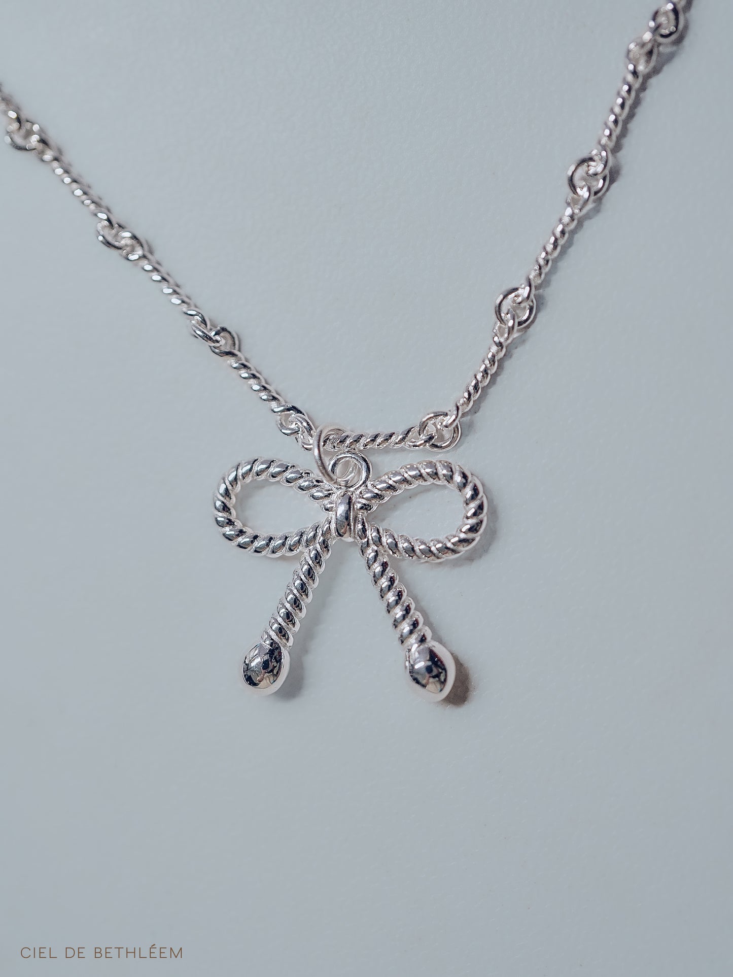 Beaded Ribbon Bow Necklace