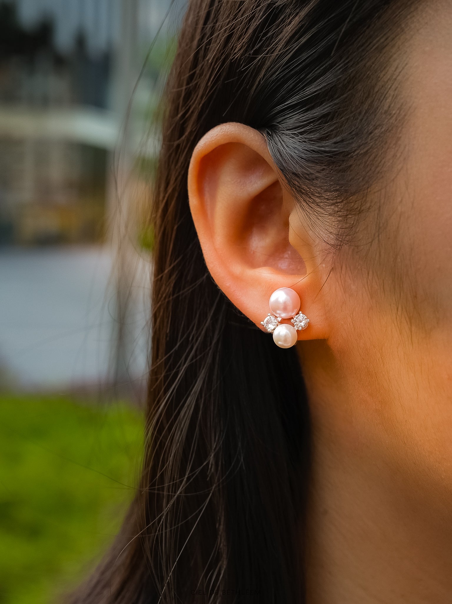 Cherry Pink Pearl Earrings