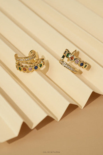 Rainbow Double Hoops