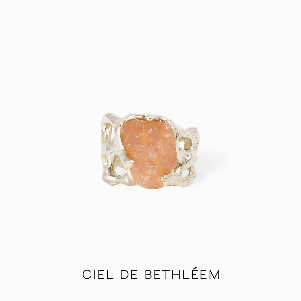S925 Handcrafted Sterling Silver Ring - Coral
