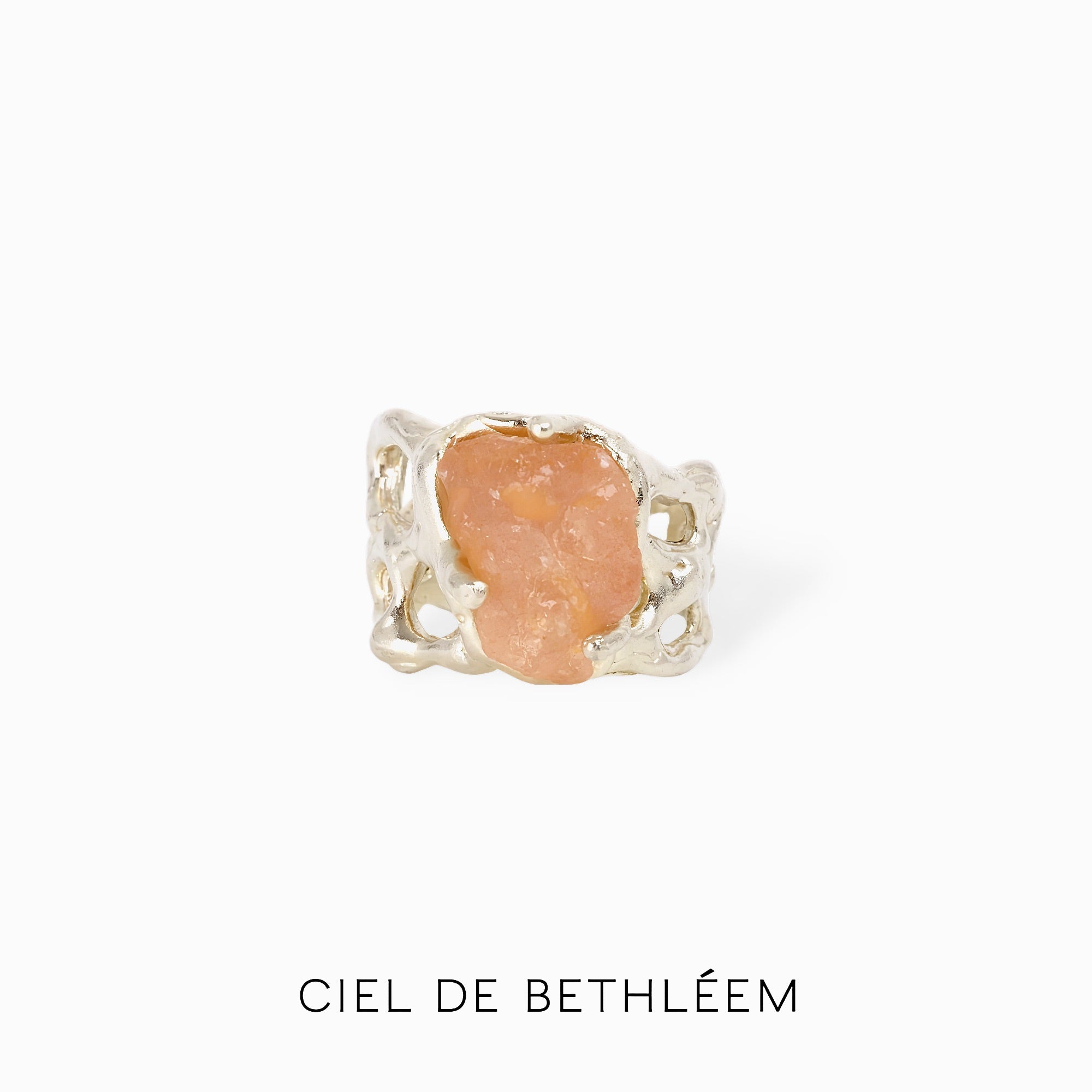 S925 Handcrafted Sterling Silver Ring - Coral