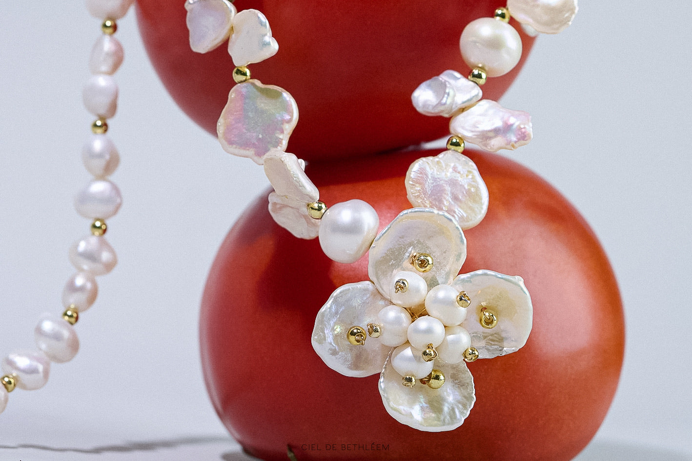 Natural Baroque Pearl Flower Necklace