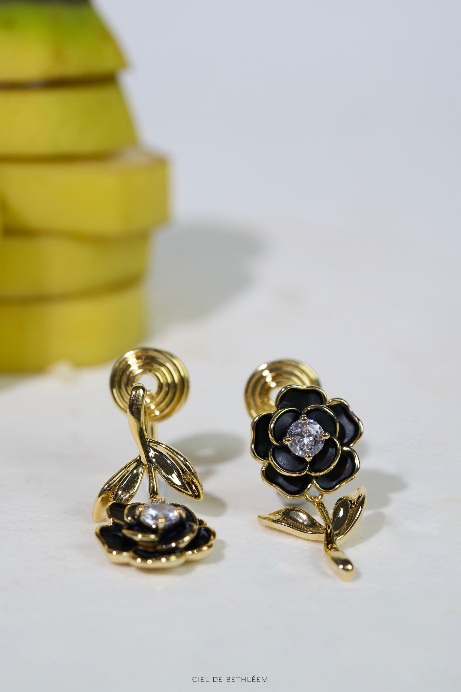 Camellia Black Earrings