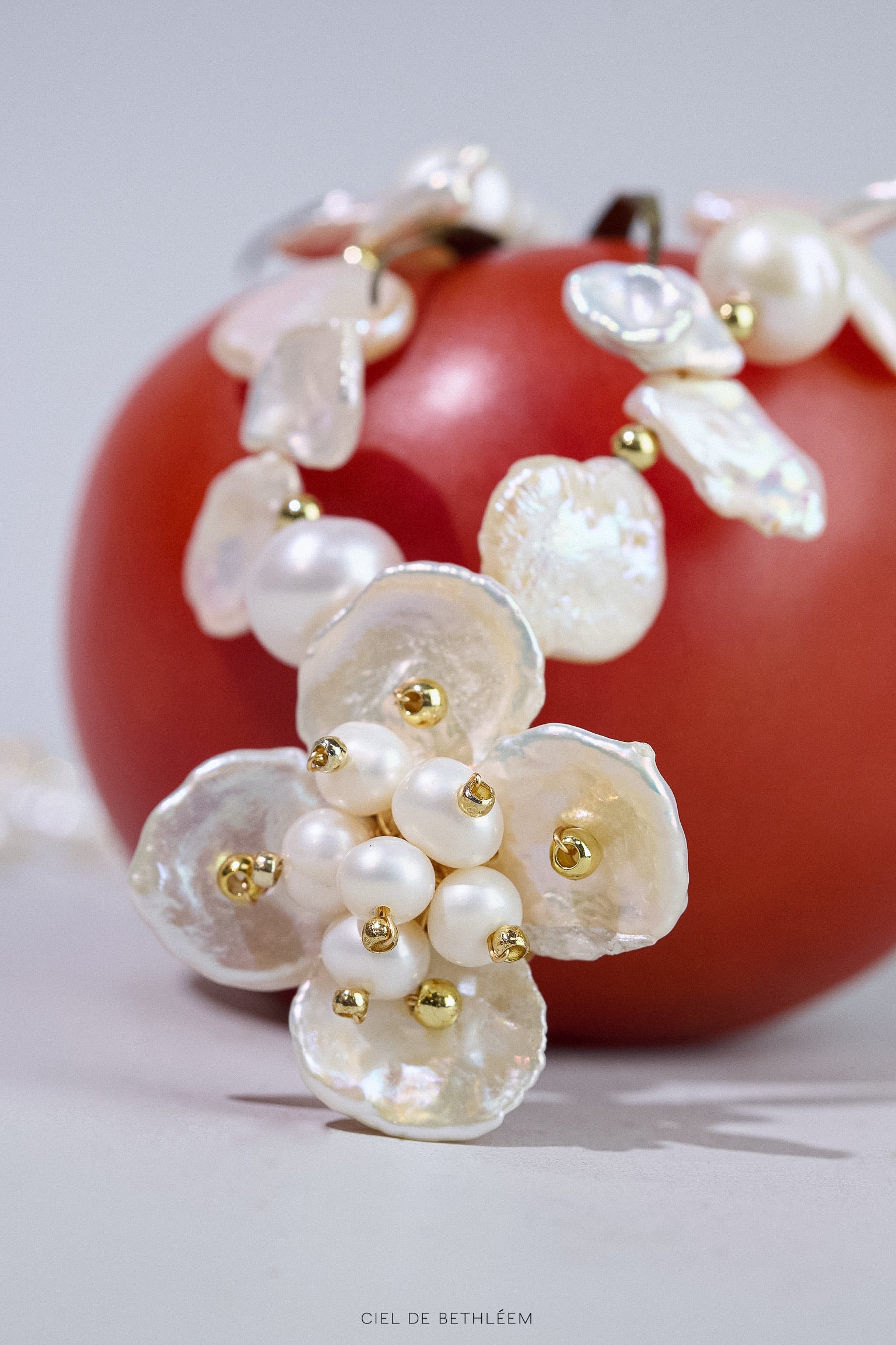 Natural Baroque Pearl Flower Necklace