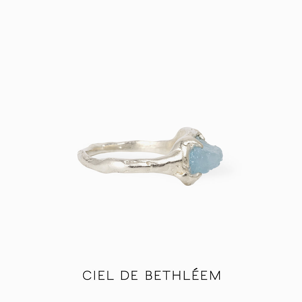 S925 Handcrafted Sterling Silver Ring - Light Blue