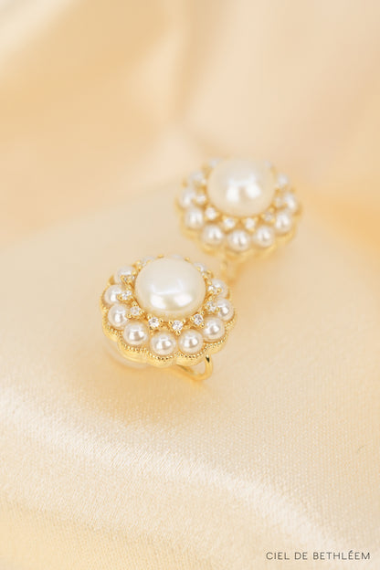 Vintage Crown Pearl Earrings