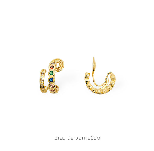 Rainbow Double Hoops