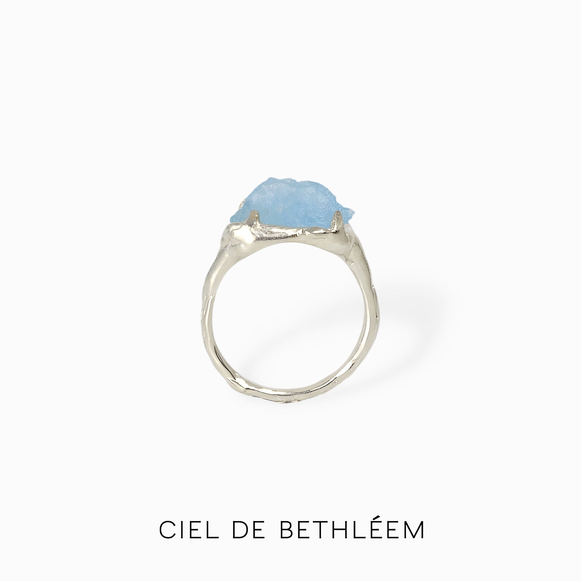 S925 Handcrafted Sterling Silver Ring - Light Blue