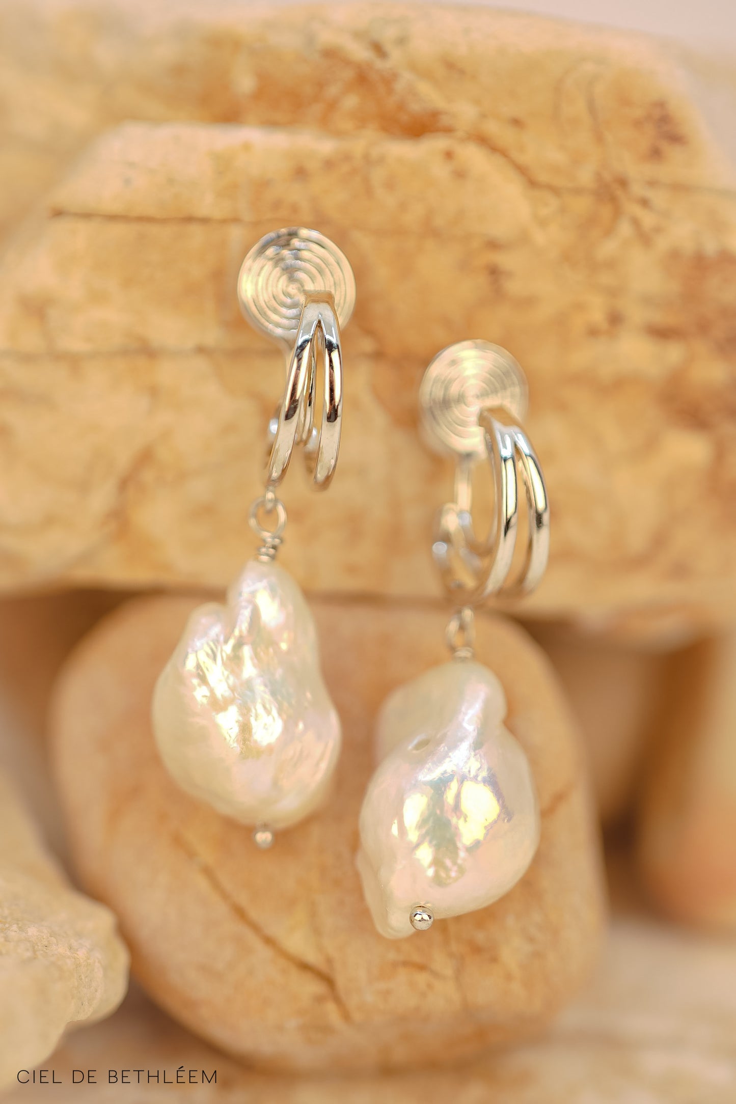 Natural Baroque Pearl Hoop Clip-on Earrings