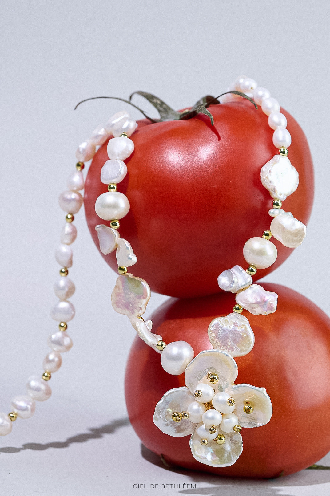Natural Baroque Pearl Flower Necklace