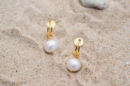 Natural Freshwater Pearl Hoop Clip-on Earrings