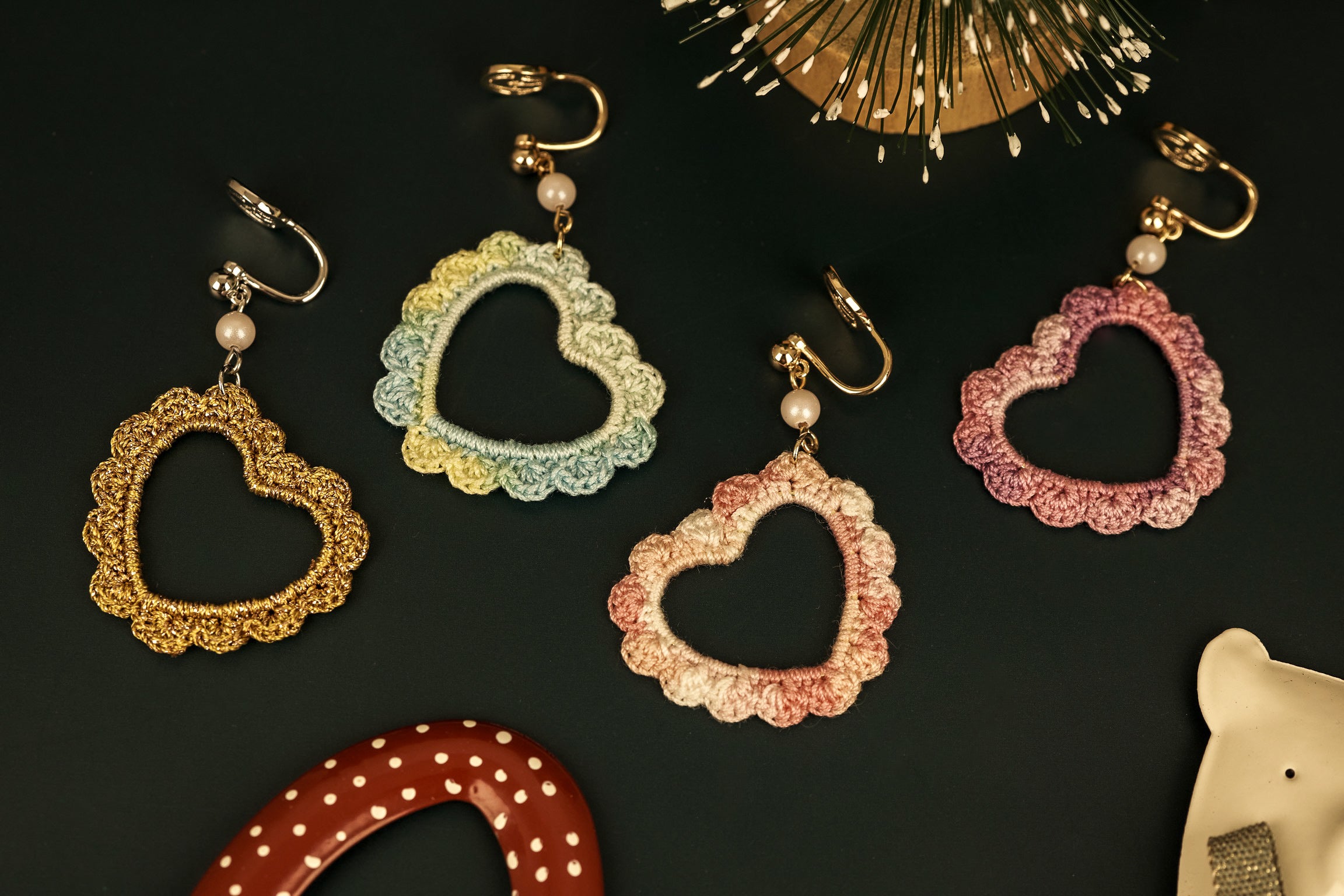 Chasu Sewing x Ciel de Bethléem 心形珍珠相框⁠耳環