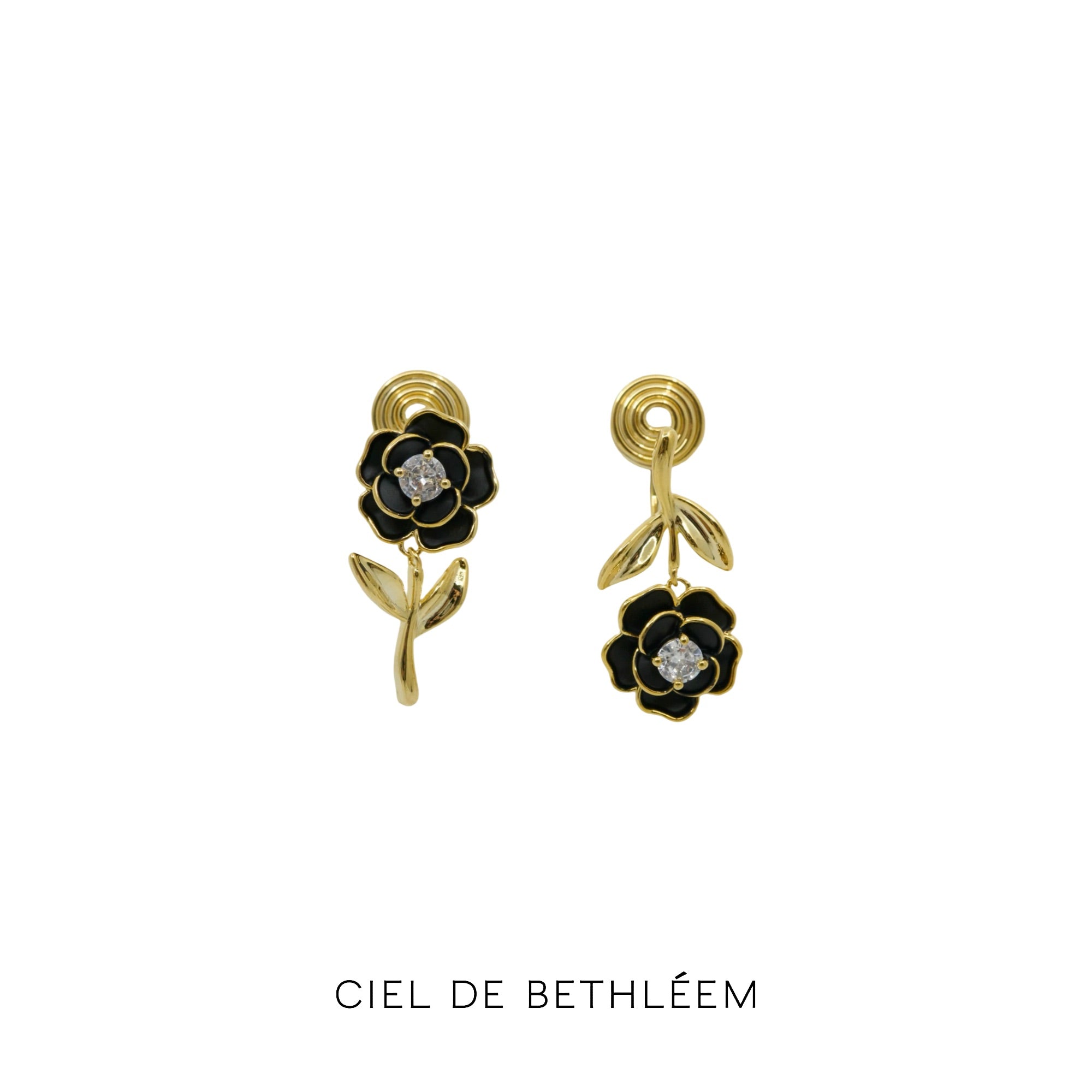Camellia Black Earrings
