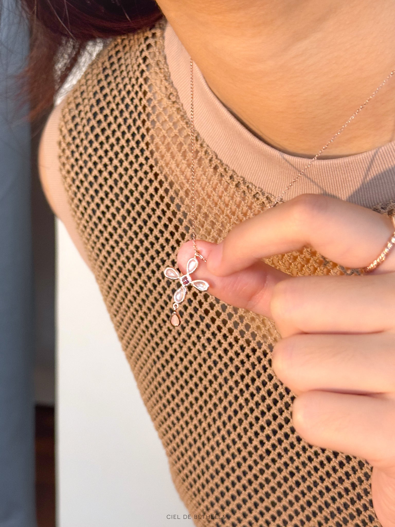 Rose Cross Necklace