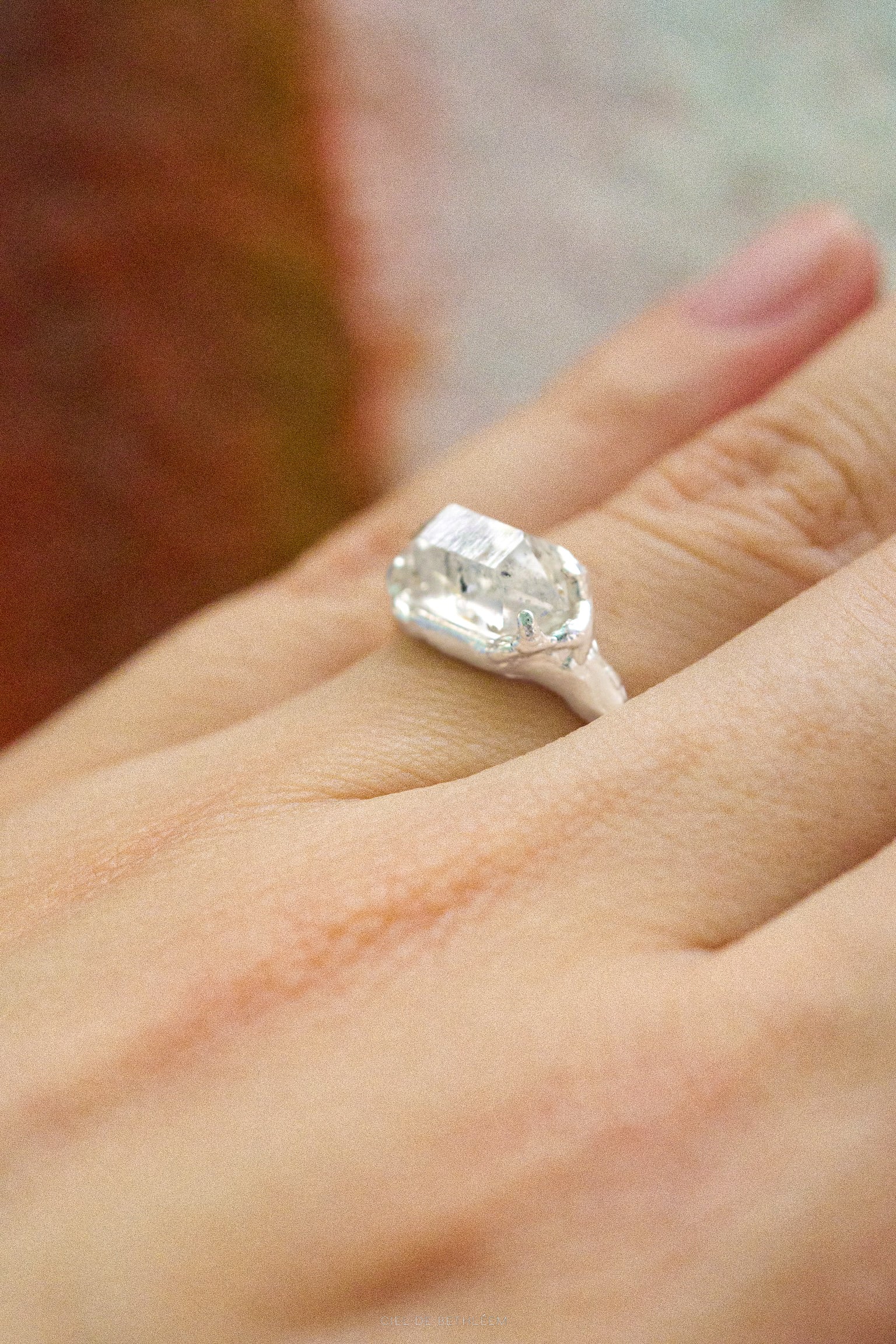 S925 Handcrafted Sterling Silver Ring - Crystal