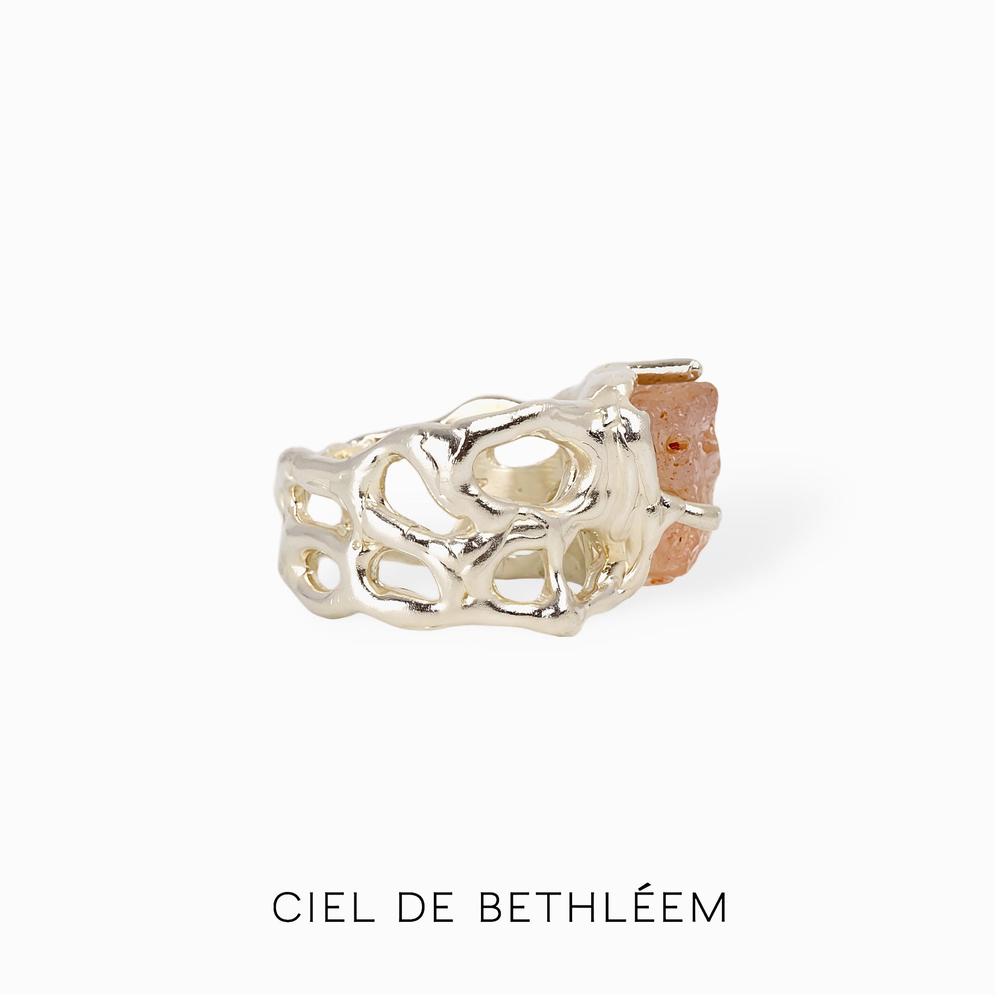 S925 Handcrafted Sterling Silver Ring - Coral