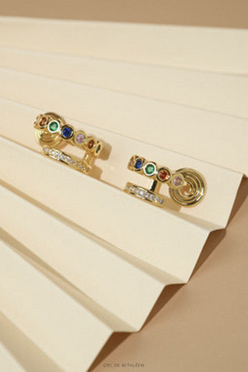 Rainbow Double Hoops