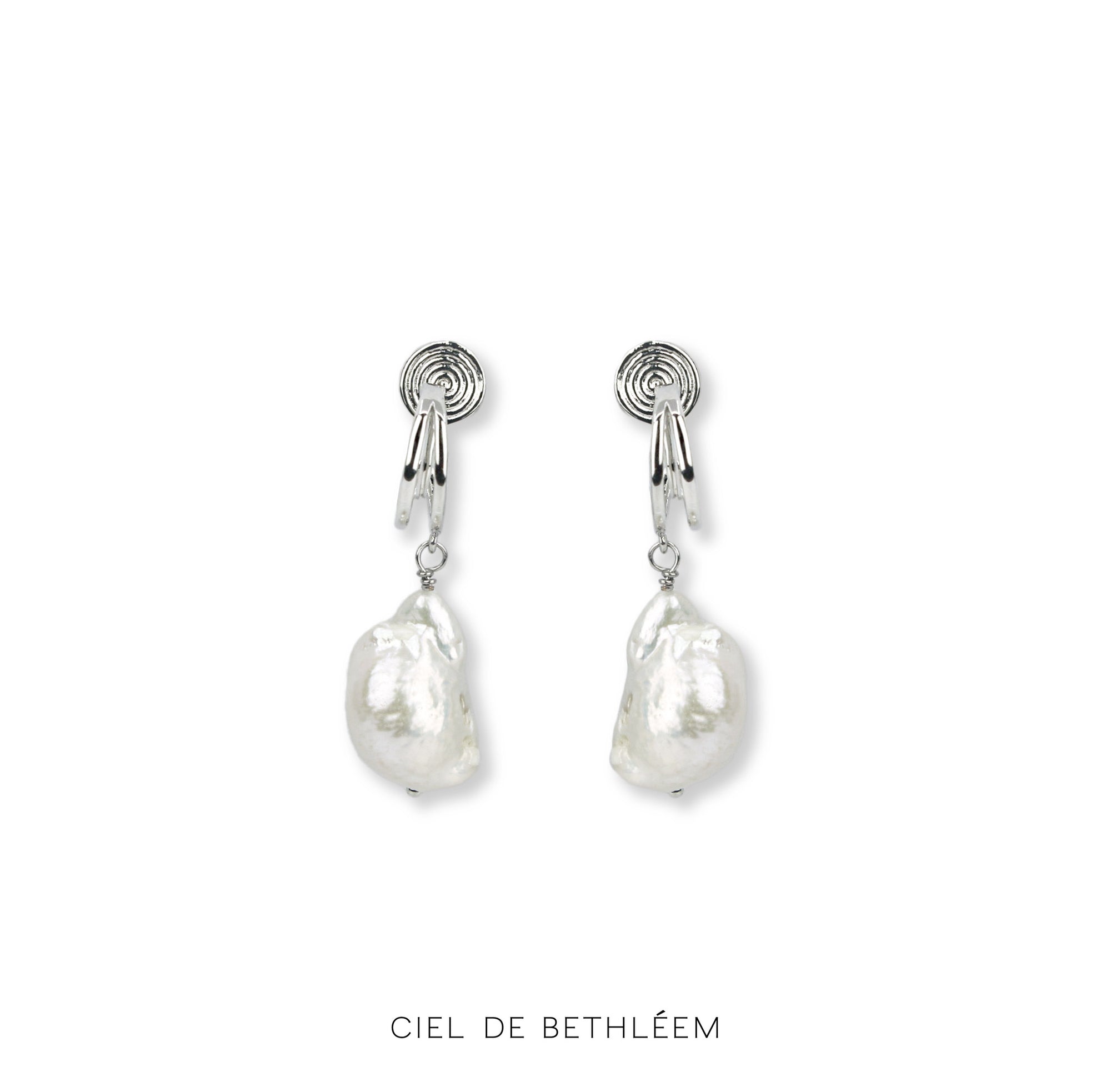 Natural Baroque Pearl Hoop Clip-on Earrings