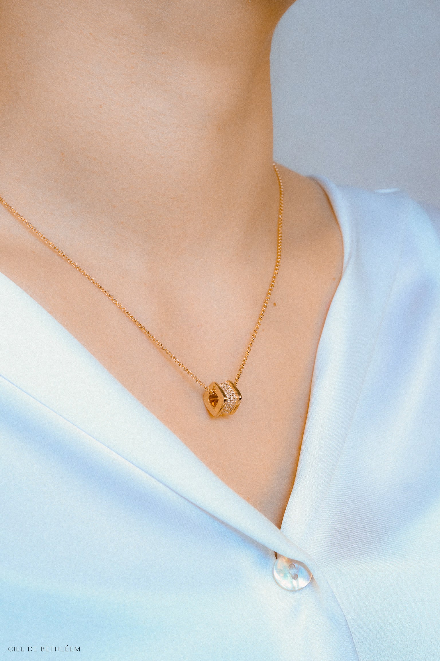 Cube - Rose Gold 925 Silver Necklace