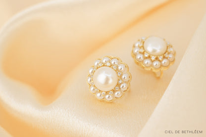 Vintage Crown Pearl Earrings