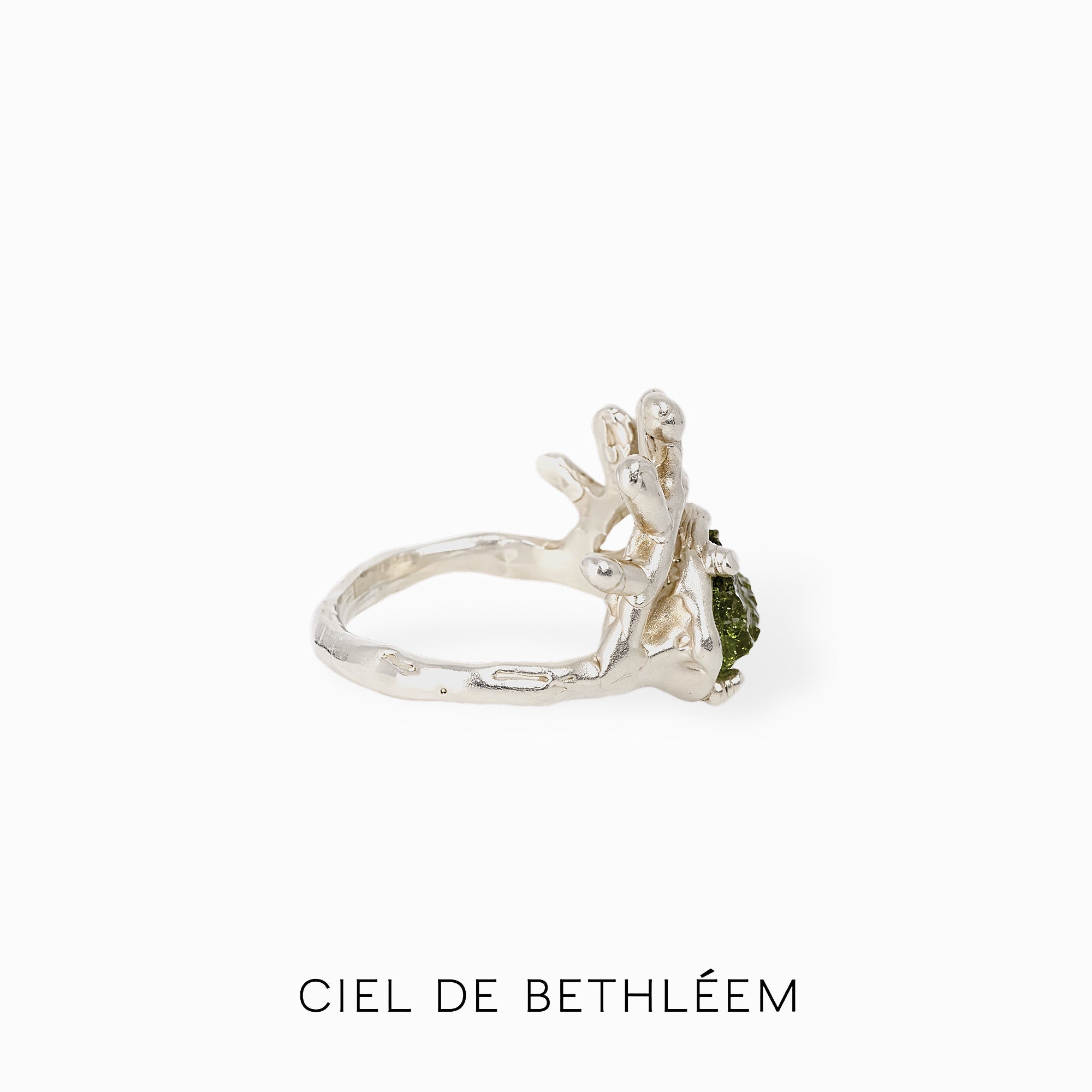 S925 Handcrafted Sterling Silver Ring - Olive Crown