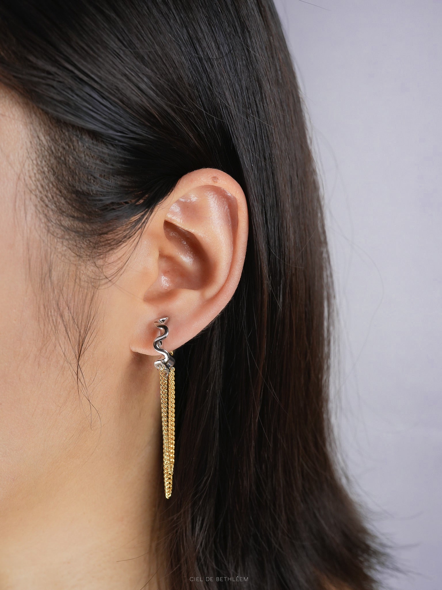 Two Tone Raffle Drop Earrings