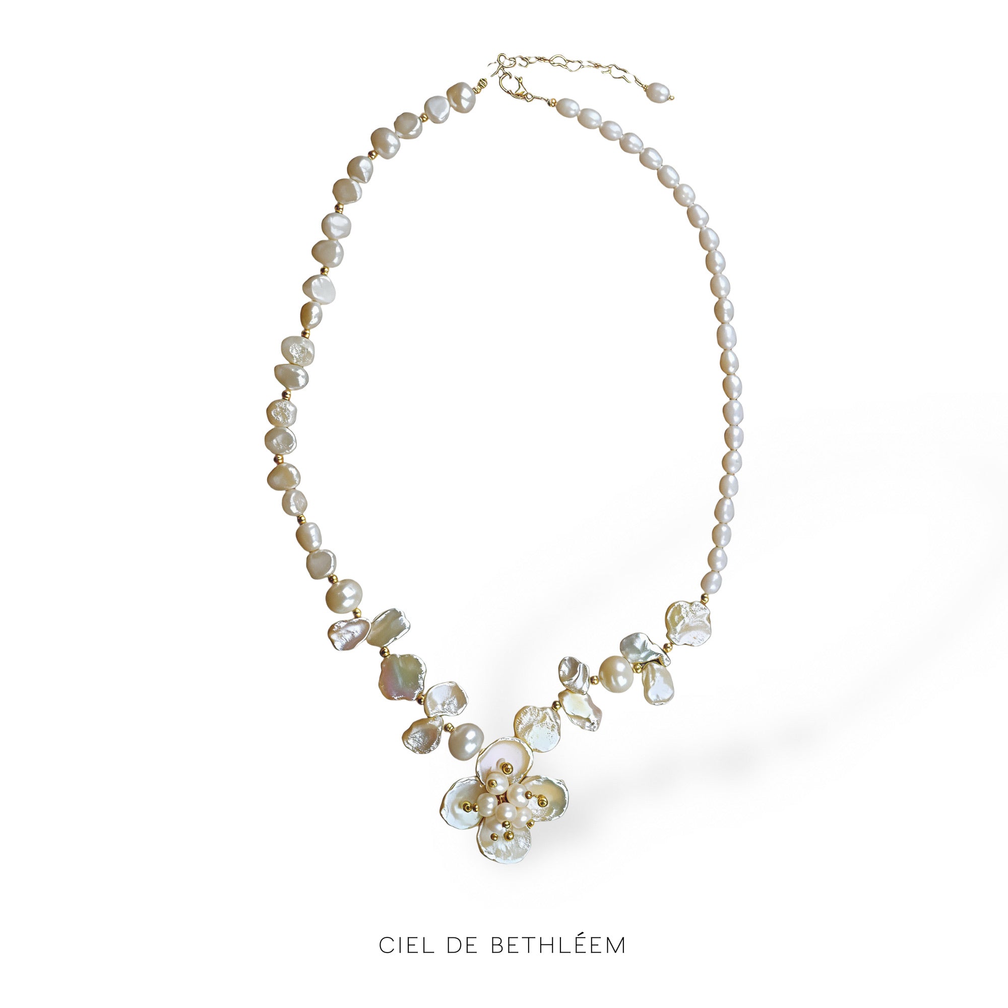 Natural Baroque Pearl Flower Necklace