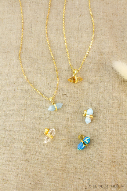 Rainbow Gemstone Necklace - Prism shaped