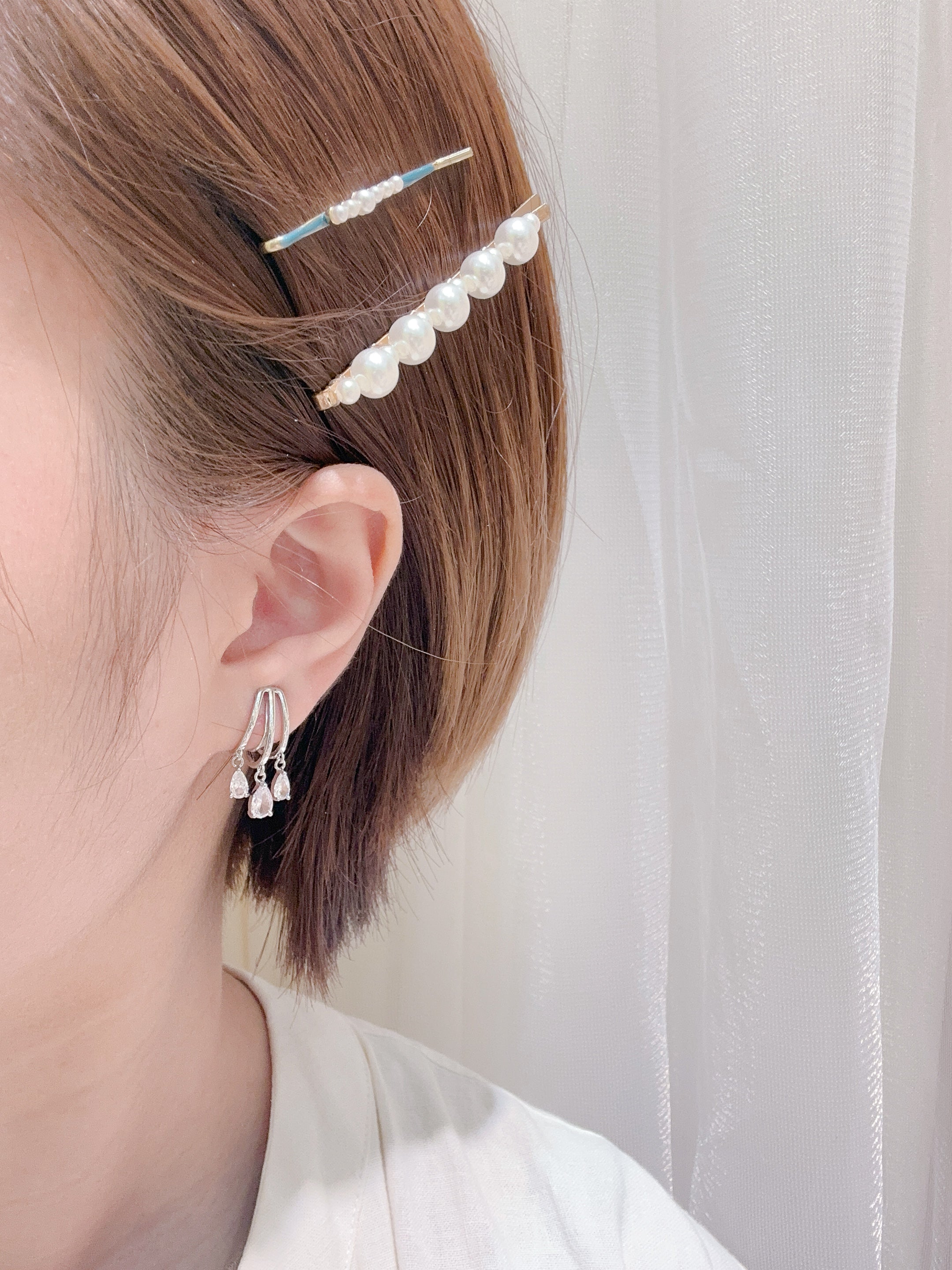 Silver Trio Pear Drop Earrings