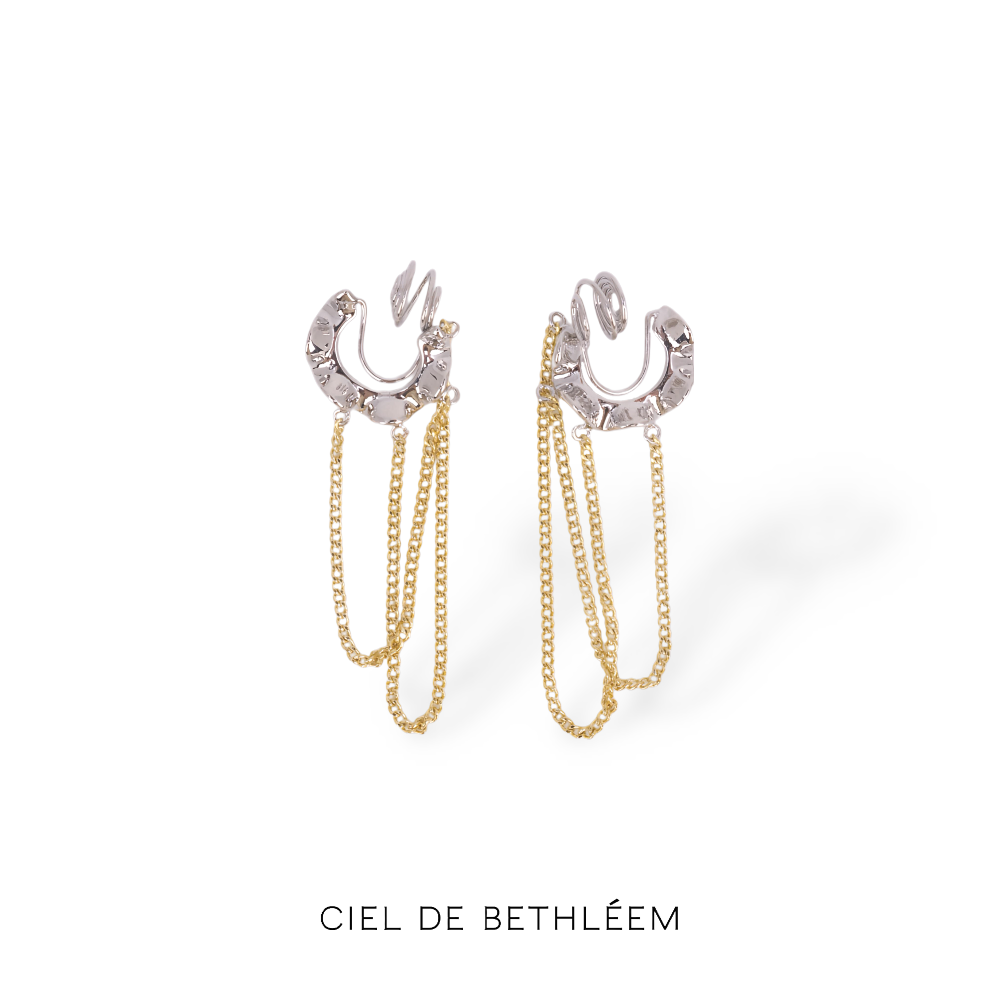 Two Tone Raffle Drop Earrings