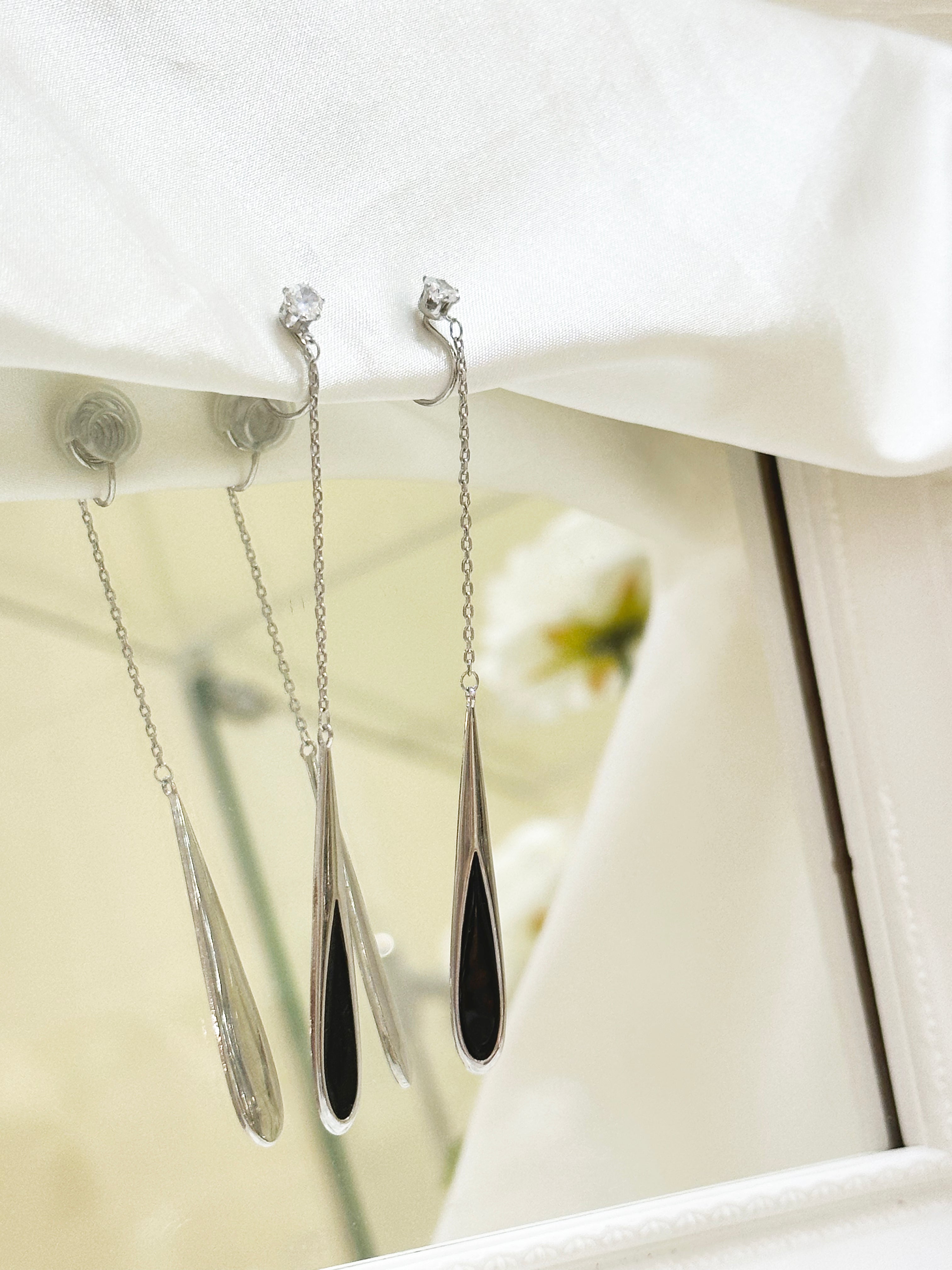 Black Lariat Earrings