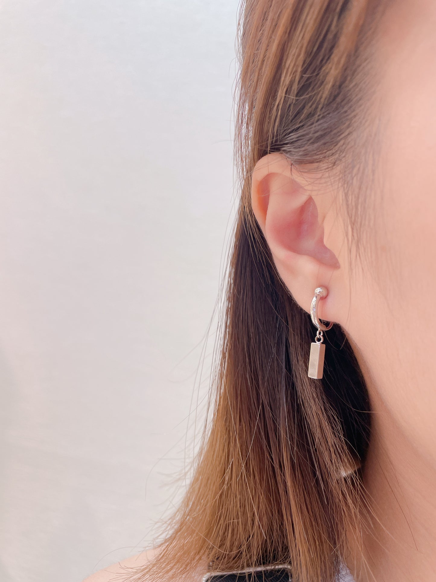 Silver Bar Hoop Earrings