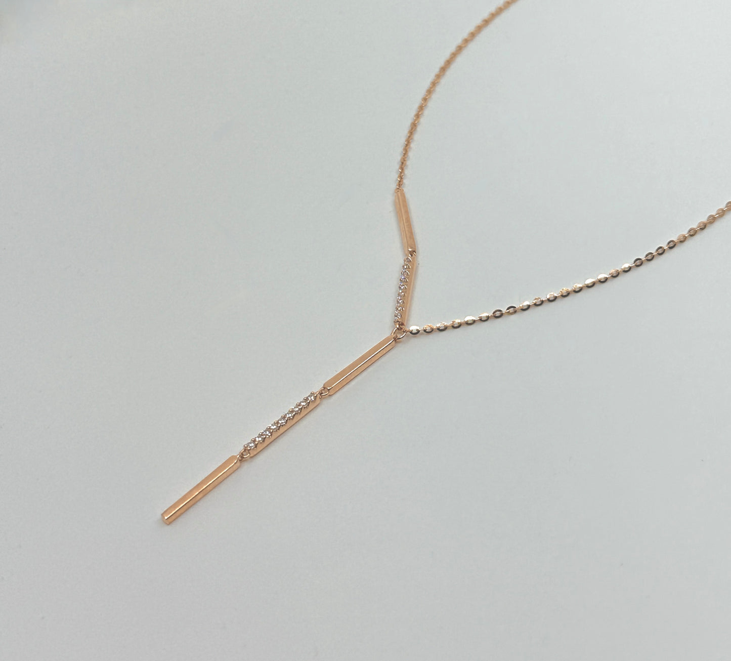 [S925 Silver] Rainfall Romance - Rose Gold Necklace